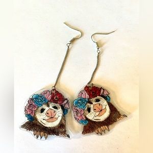 Mushroom The Opossum Dangle Earrings